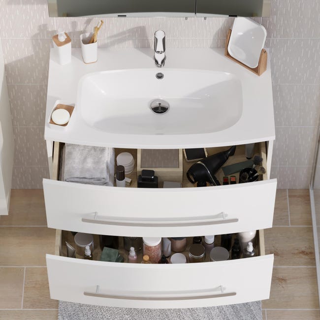Leroymerlin Mobile da bagno sotto lavabo Perla bianco laccato opaco L 81.2 x H 53.7 x P 47.5 cm 2 cassetti lavabo non incluso Online