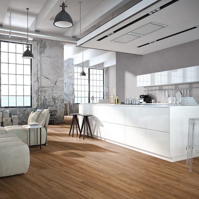 Leroymerlin Pavimento laminato ARTENS H2O HONEY marrone resistente all'acqua Sp 8mm Nuova