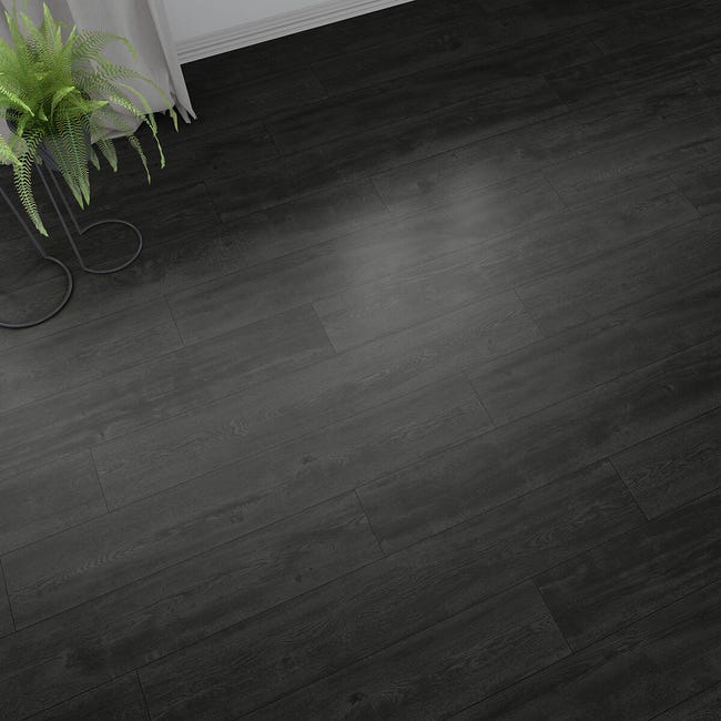 Leroymerlin Pavimento laminato ARTENS Oak black nero resistente all'acqua Sp 8mm Promozione