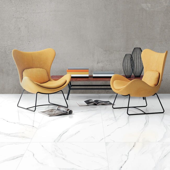 Leroymerlin Piastrella da pavimento e rivestimento interno rettificato Statuario in gres porcellanato bianco 60 x 60cm Sp. 8 mm traffico medio (pei 2/5) R9