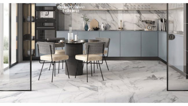 Leroymerlin Piastrella da pavimento e rivestimento interno rettificato Statuario in gres porcellanato bianco 60 x 60cm Sp. 8 mm traffico medio (pei 2/5) R9 Qualità Garantita