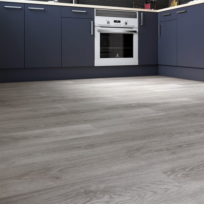 Leroymerlin Pavimento laminato ARTENS Macassar grigio resistente all'acqua Sp 10mm