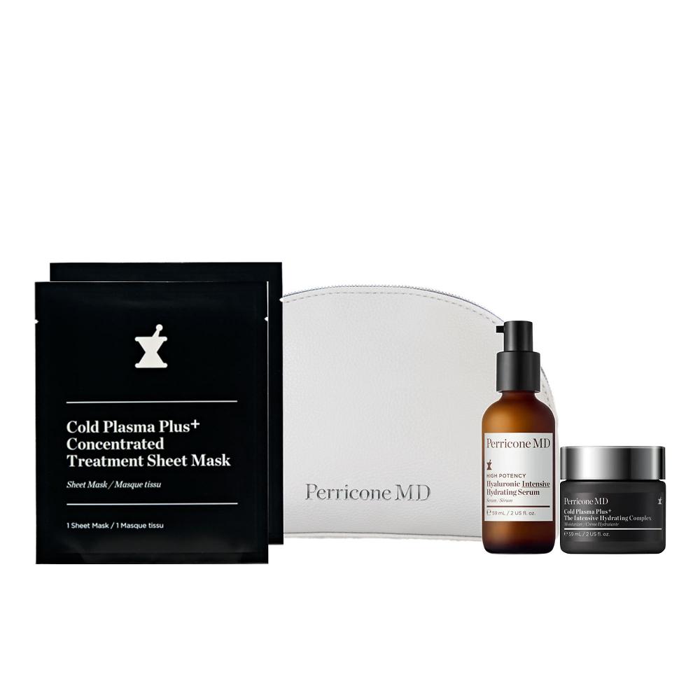 QVC Perricone MD Kit viaggio: crema e maschere Cold Plasma siero e borsa Nuova