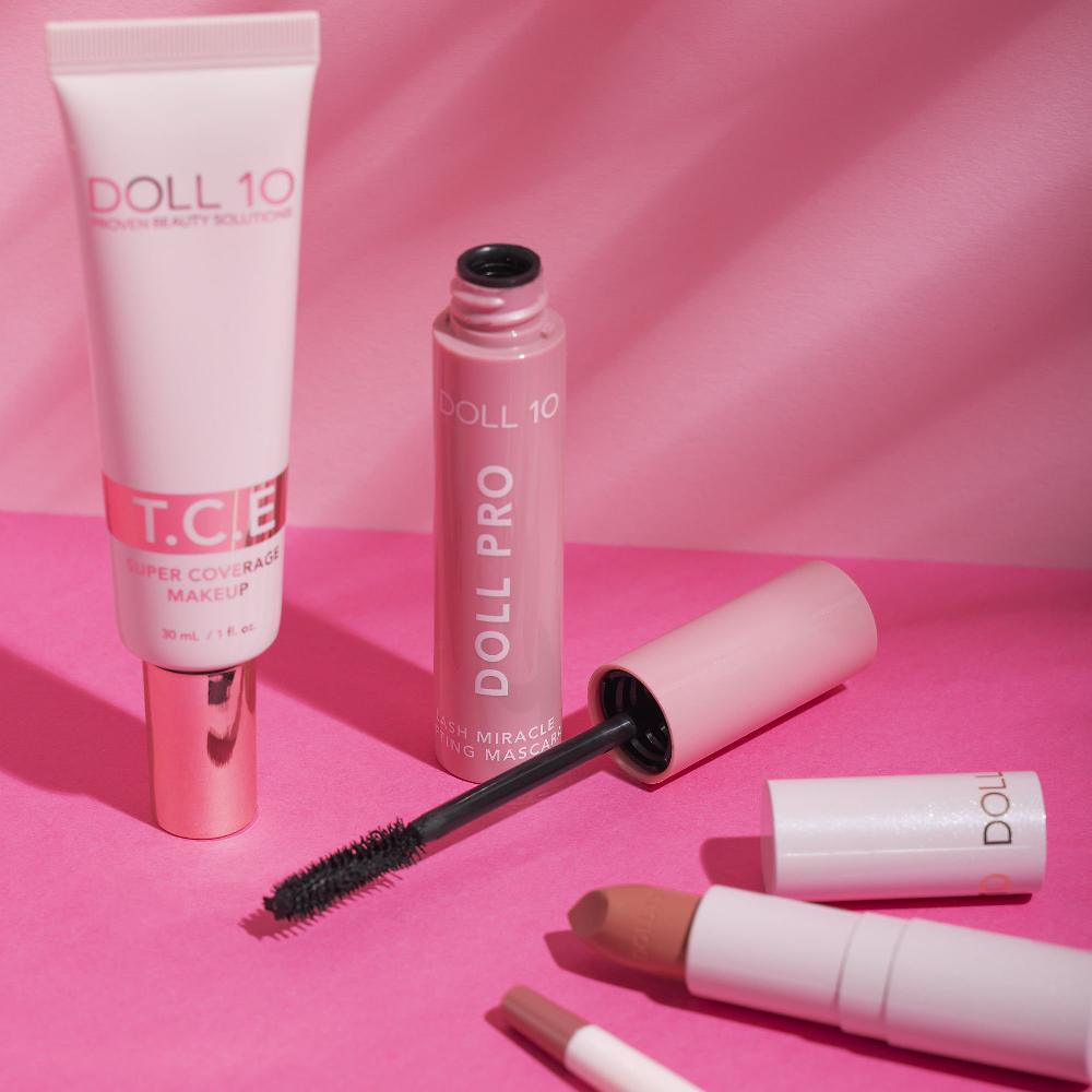 QVC Doll10 Fondotinta T.C.E. e pennello mascara matita e rossetto Grande vendita