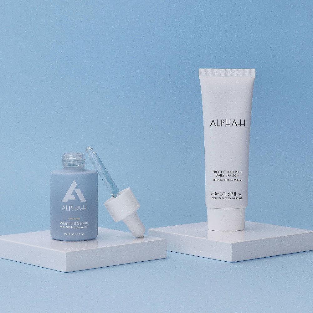 QVC Alpha - H Protezione solare con SPF50+ e siero viso Vitamina B Duty-free