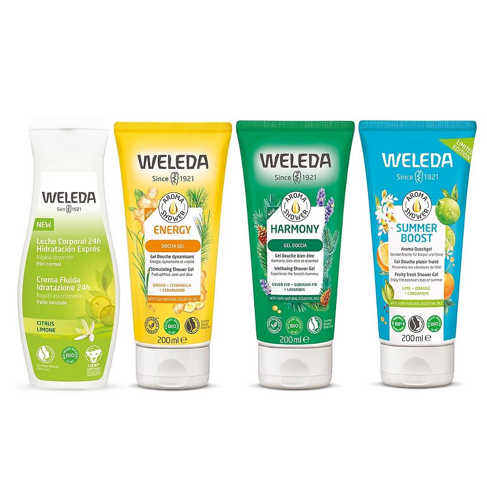 QVC Weleda Kit Summer Fresh 3 bagnoschiuma e 1 crema idratante corpo Fino al 50% di sconto