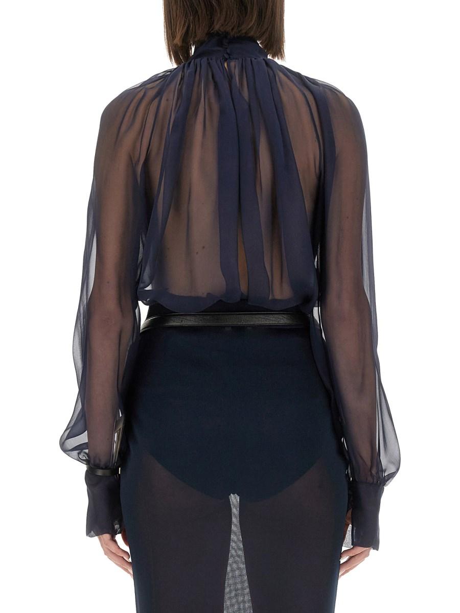 ﻿SAINT LAURENT BLUSA DOLCEVITA IN MUSSOLA DI SETA Vendita Calda
