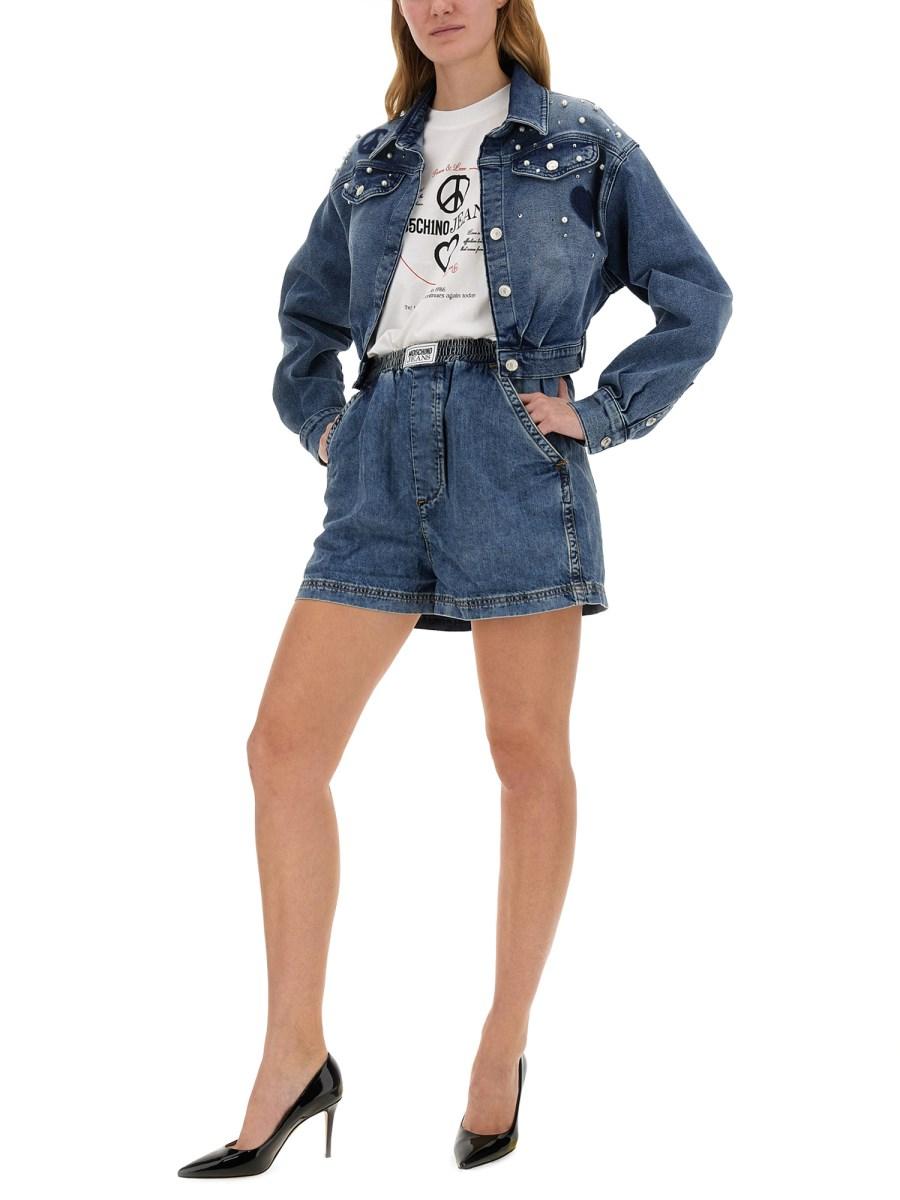 MOSCHINO JEANS CAMICIA IN DENIM DI COTONE CON LOGO Saldi Di Fabbrica