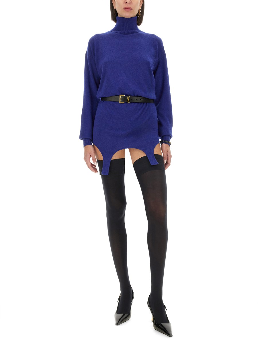 SAINT LAURENT PULLOVER IN CASHMERE CON GIARRETTIERA In Saldo