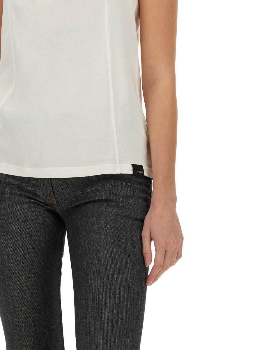 COURREGES TOP IN JERSEY DI COTONE CON LOGO Italia