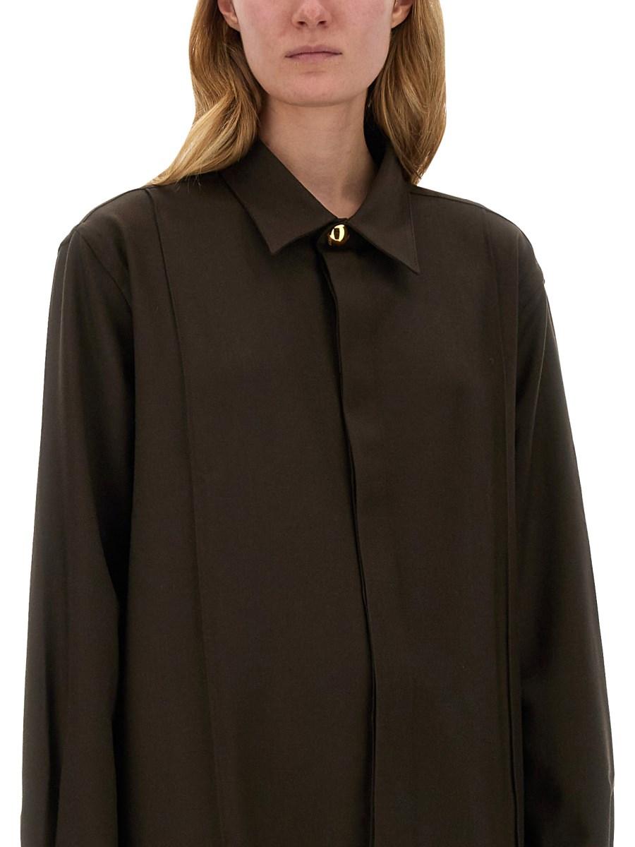 AMI PARIS CAMICIA PINTUCK LUNGA IN GABARDINA DI LANA Qualità