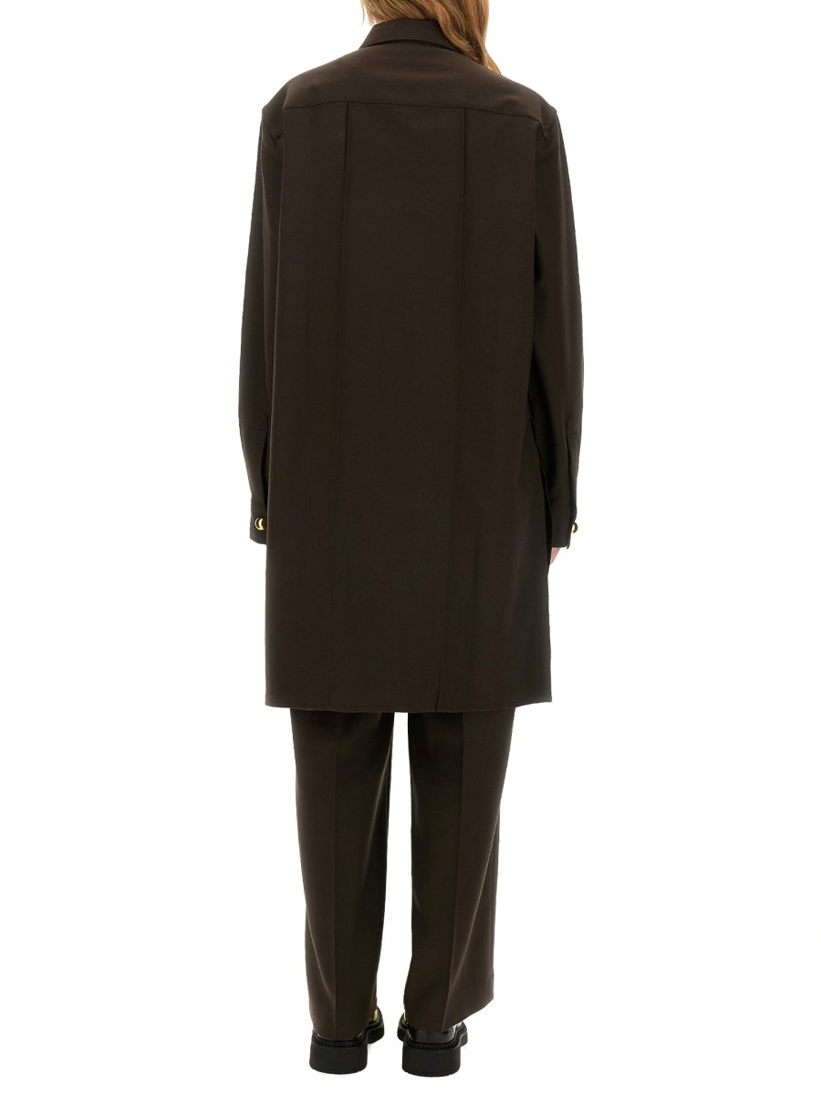 AMI PARIS CAMICIA PINTUCK LUNGA IN GABARDINA DI LANA Qualità