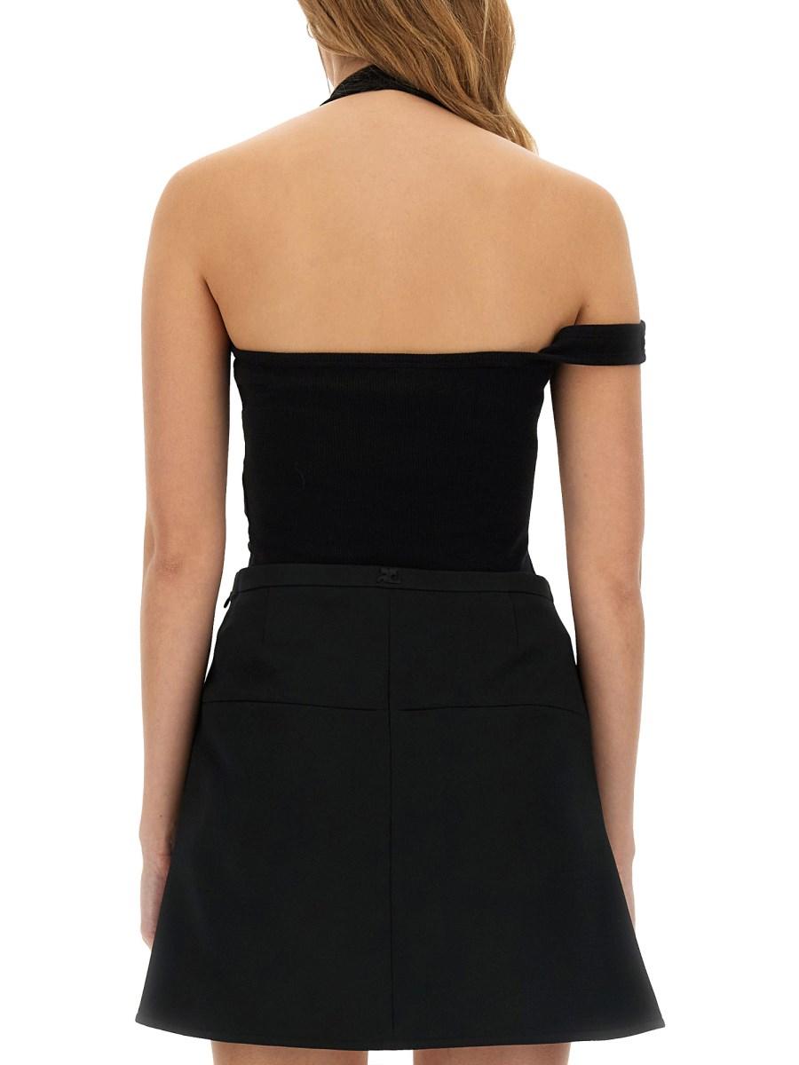 COURREGES TOP ASIMMETRICO '90 A COSTE Spedizione Gratuita
