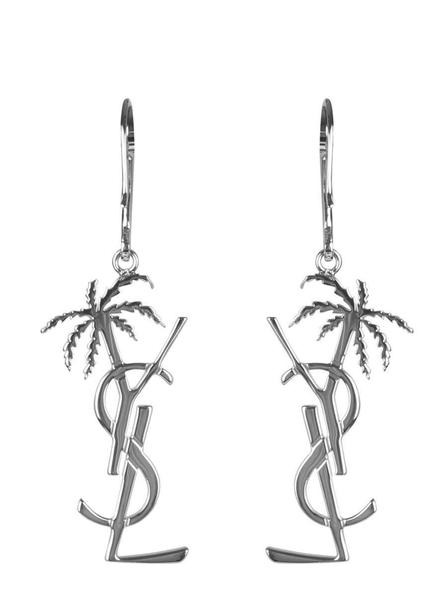 SAINT LAURENT ORECCHINI MONOGRAM PALMIER IN METALLO Novità