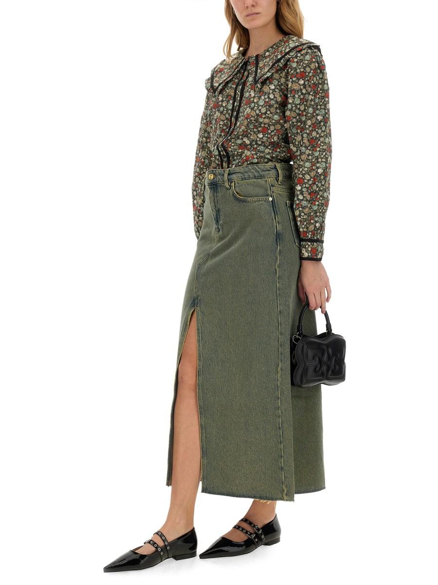 GANNI CAMICIA IN COTONE CON STAMPA FLOREALE In Vendita