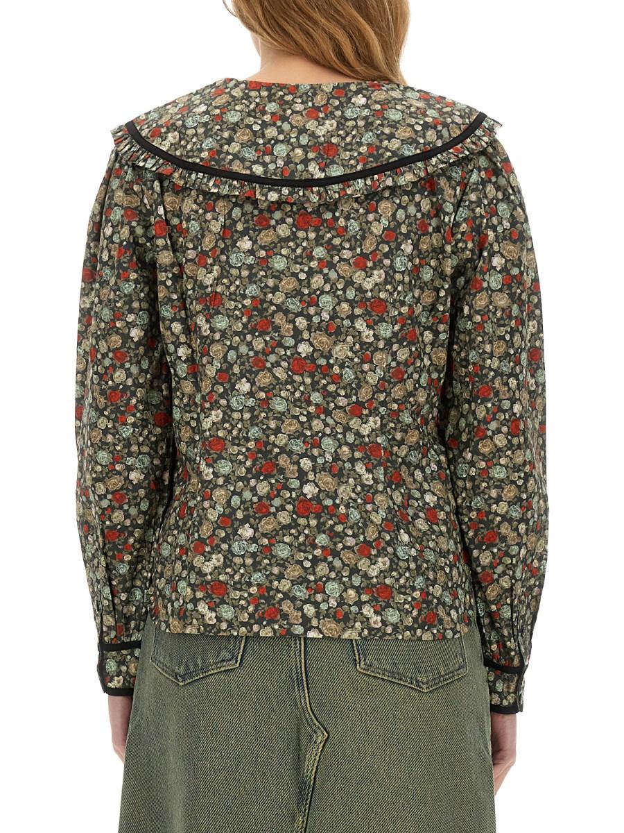 GANNI CAMICIA IN COTONE CON STAMPA FLOREALE In Vendita