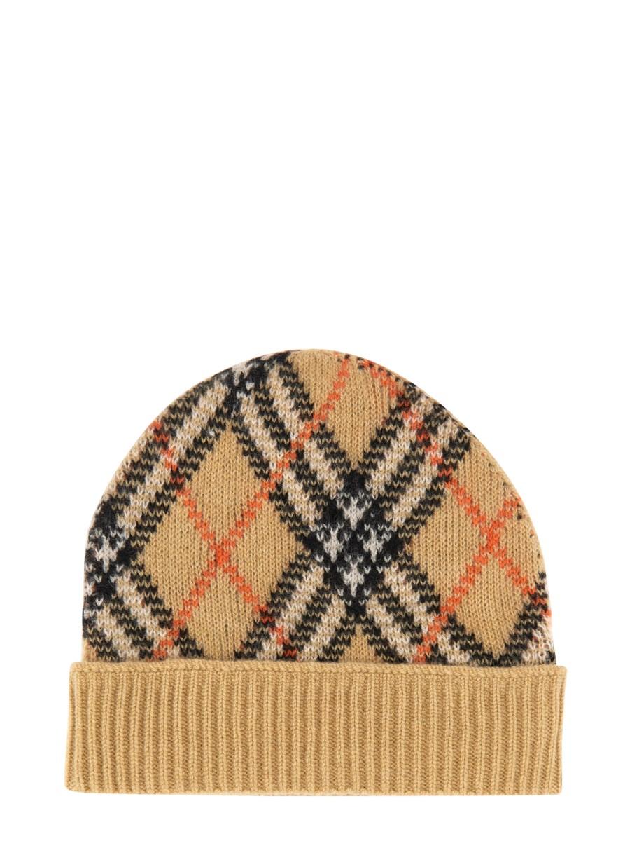 BURBERRY CAPPELLO BEANIE IN CASHMERE CHECK Sconto