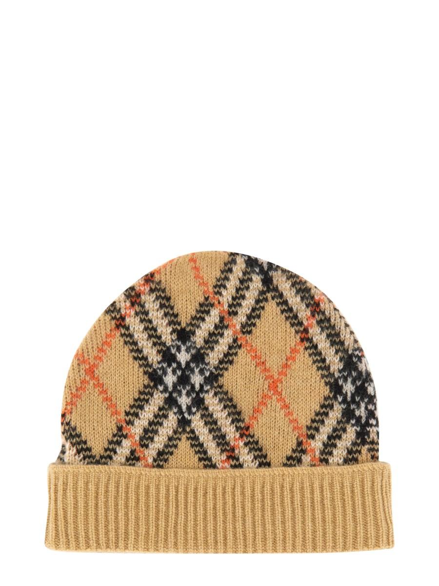BURBERRY CAPPELLO BEANIE IN CASHMERE CHECK Sconto
