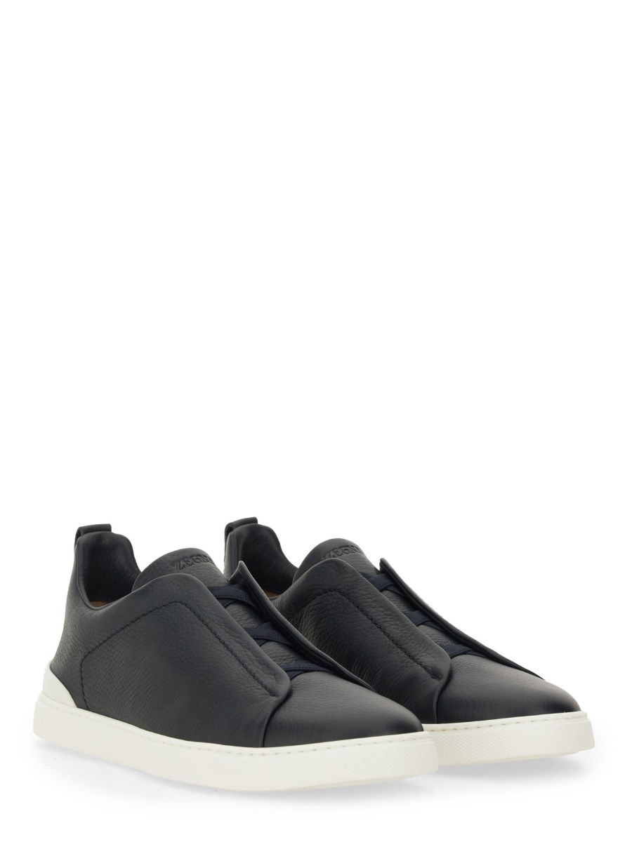 ZEGNA SNEAKER TRIPLE STITCH IN PELLE Moda