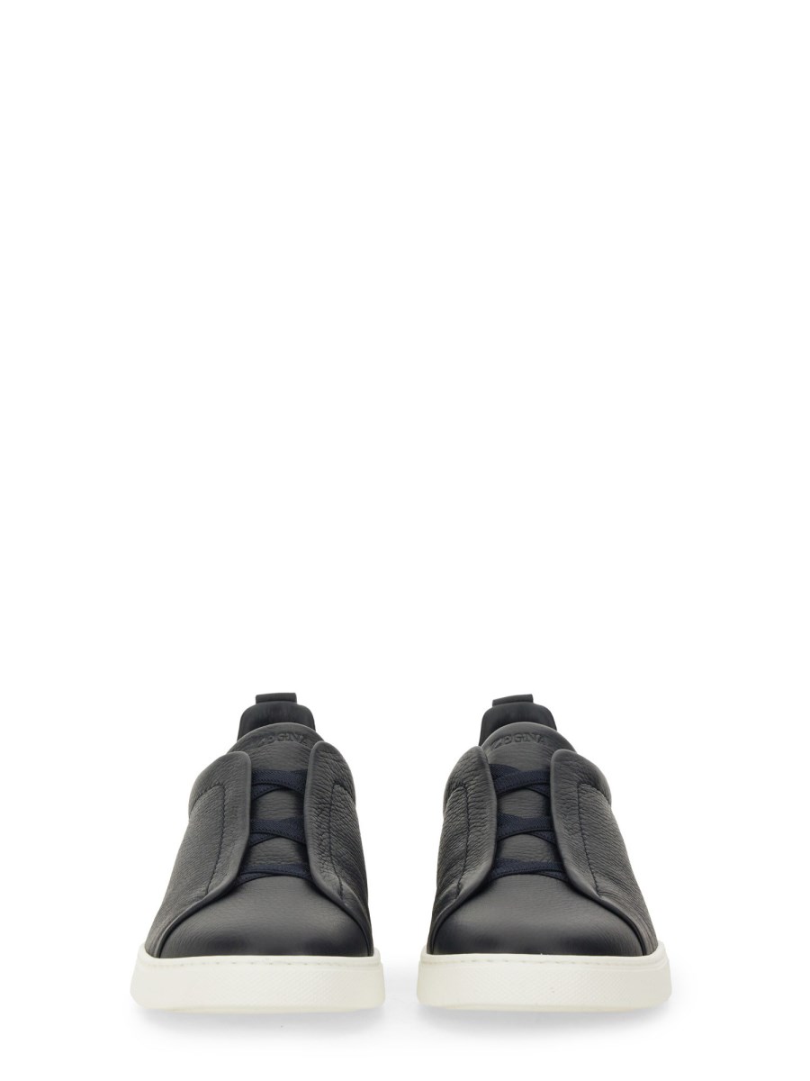 ZEGNA SNEAKER TRIPLE STITCH IN PELLE Moda