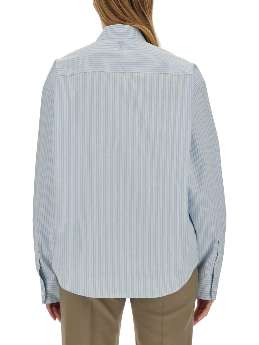 AMI PARIS CAMICIA IN POPELINE DI COTONE CON LOGO 2025