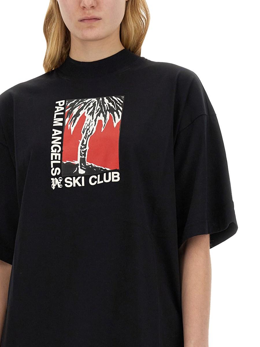 PALM ANGELS T-SHIRT FIT MORBIDO PALM SCI CLUB Promozione