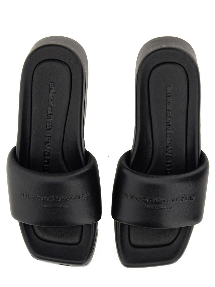 ALEXANDER WANG SANDALO CON LOGO E PLATEAU IN PELLE Affare Del Giorno