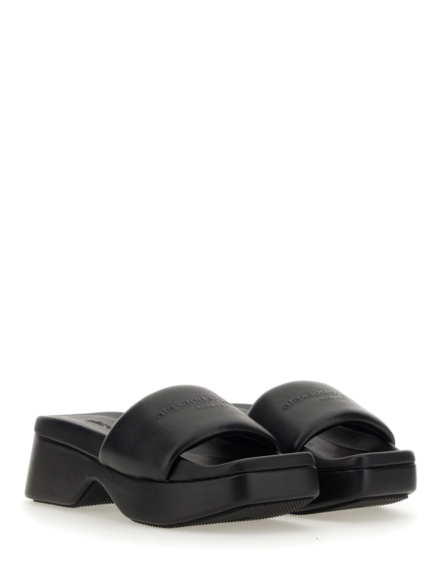 ALEXANDER WANG SANDALO CON LOGO E PLATEAU IN PELLE Affare Del Giorno