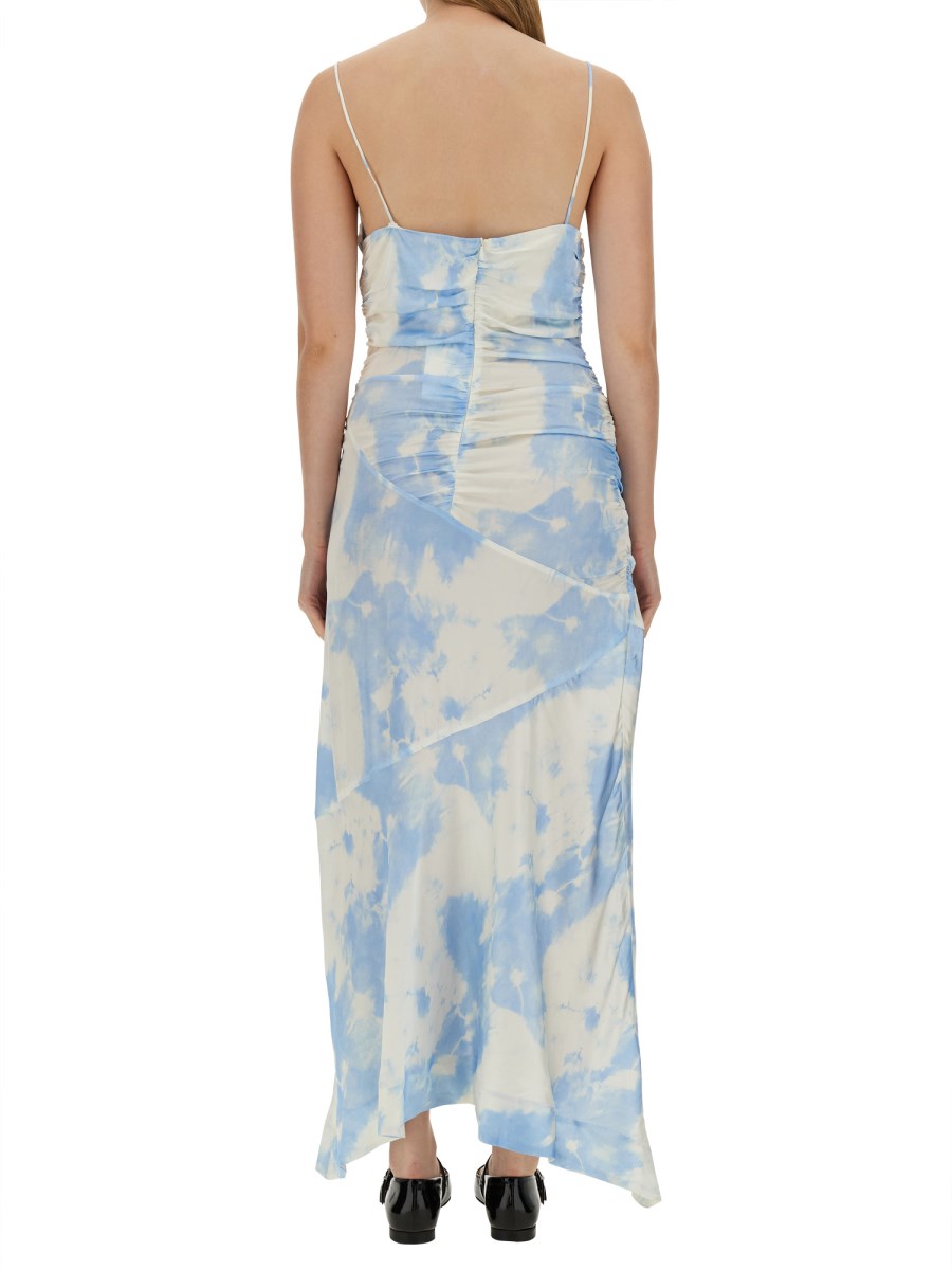 GANNI ABITO CON STAMPA IN SATIN In Saldo