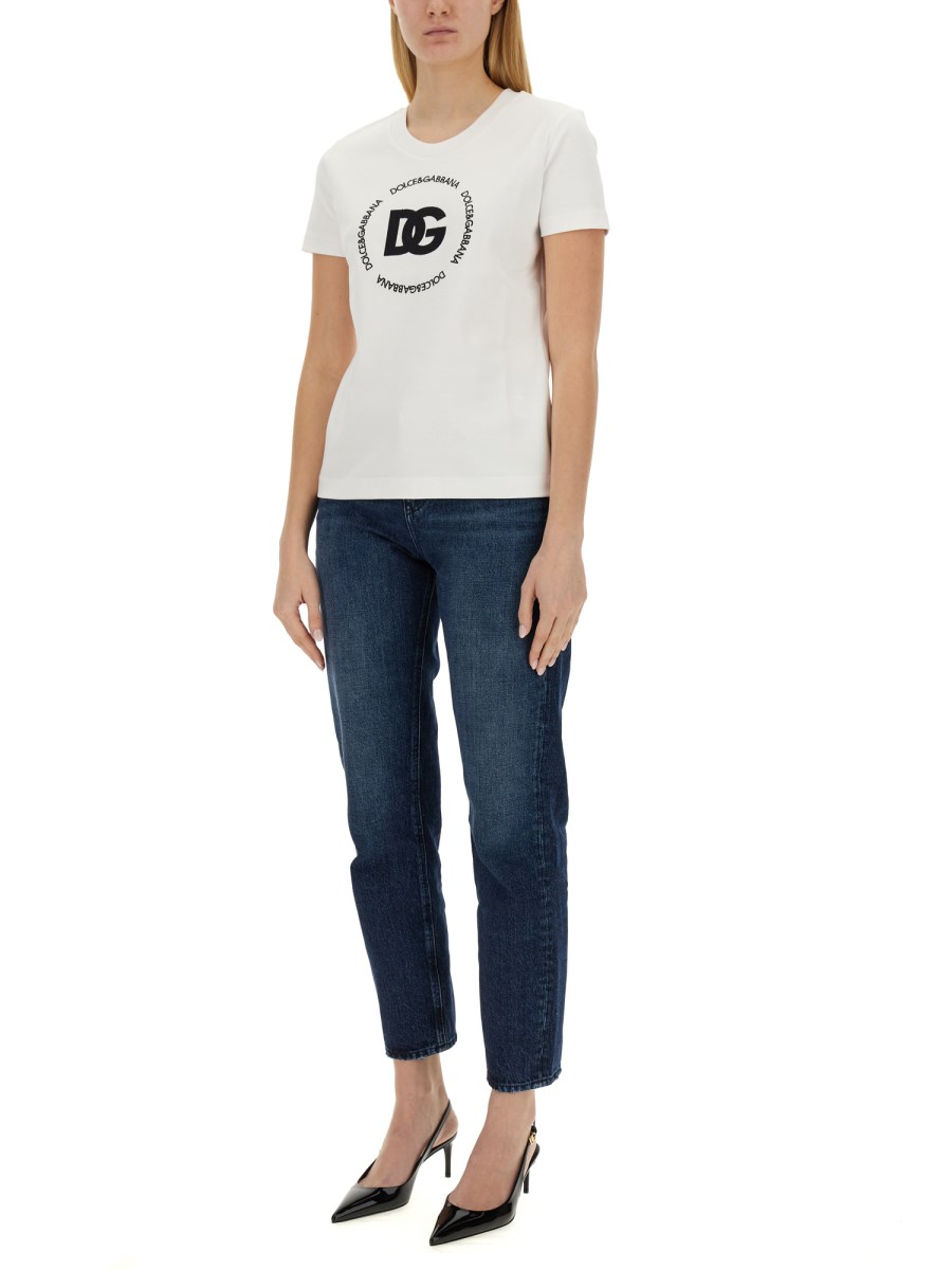 DOLCE & GABBANA T-SHIRT IN JERSEY DI COTONE CON LOGO Nuova