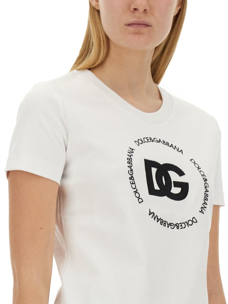 DOLCE & GABBANA T-SHIRT IN JERSEY DI COTONE CON LOGO Nuova