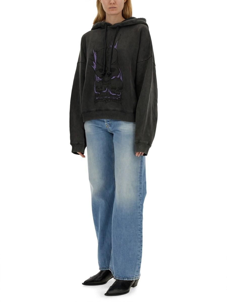 ACNE STUDIOS FELPA IN COTONE CON STAMPA SKULL Promozione