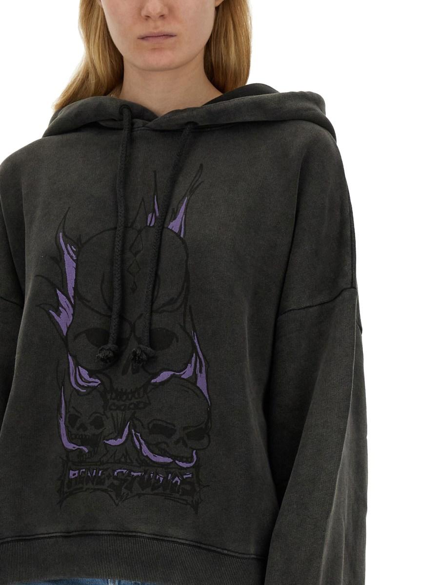 ACNE STUDIOS FELPA IN COTONE CON STAMPA SKULL Promozione