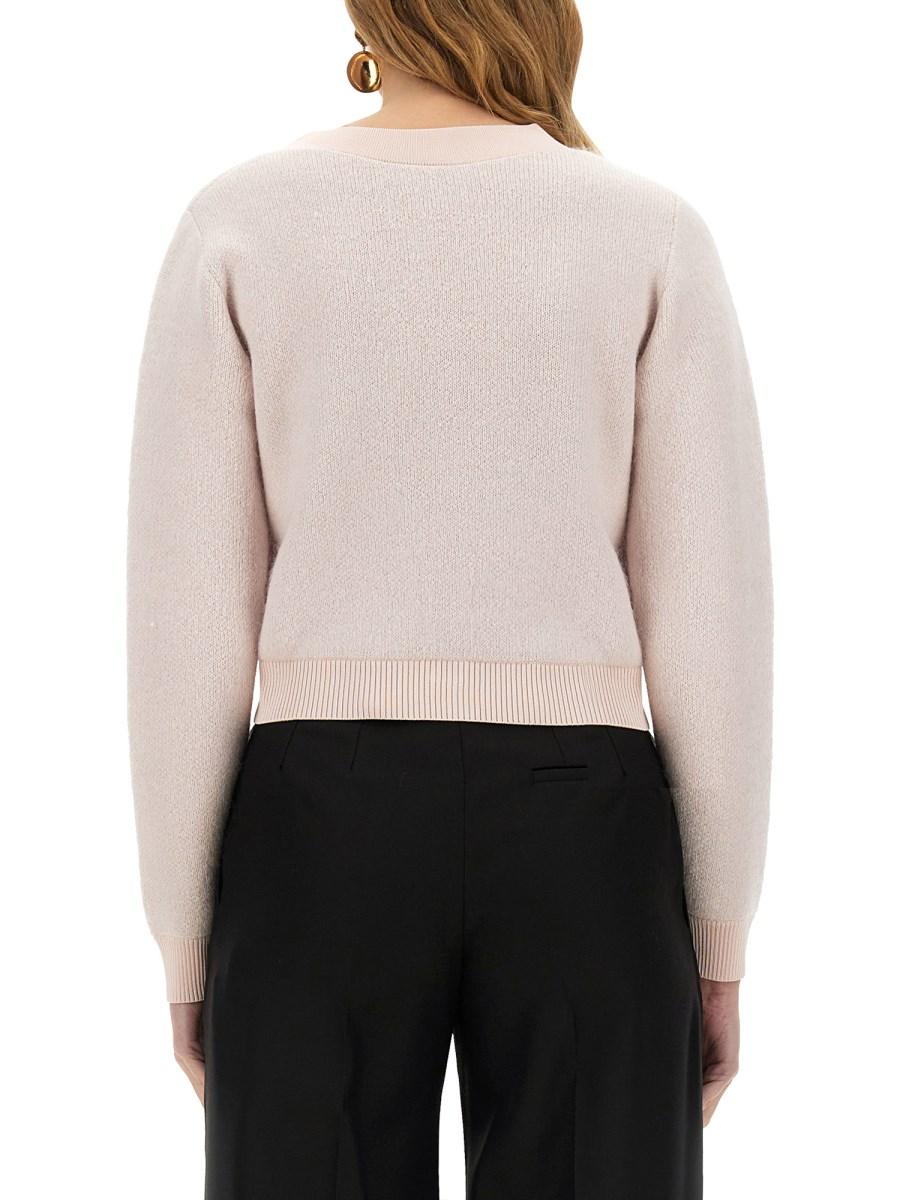 NINA RICCI CARDIGAN IN MOHAIR CON SCOLLO A V Promozione Limitata