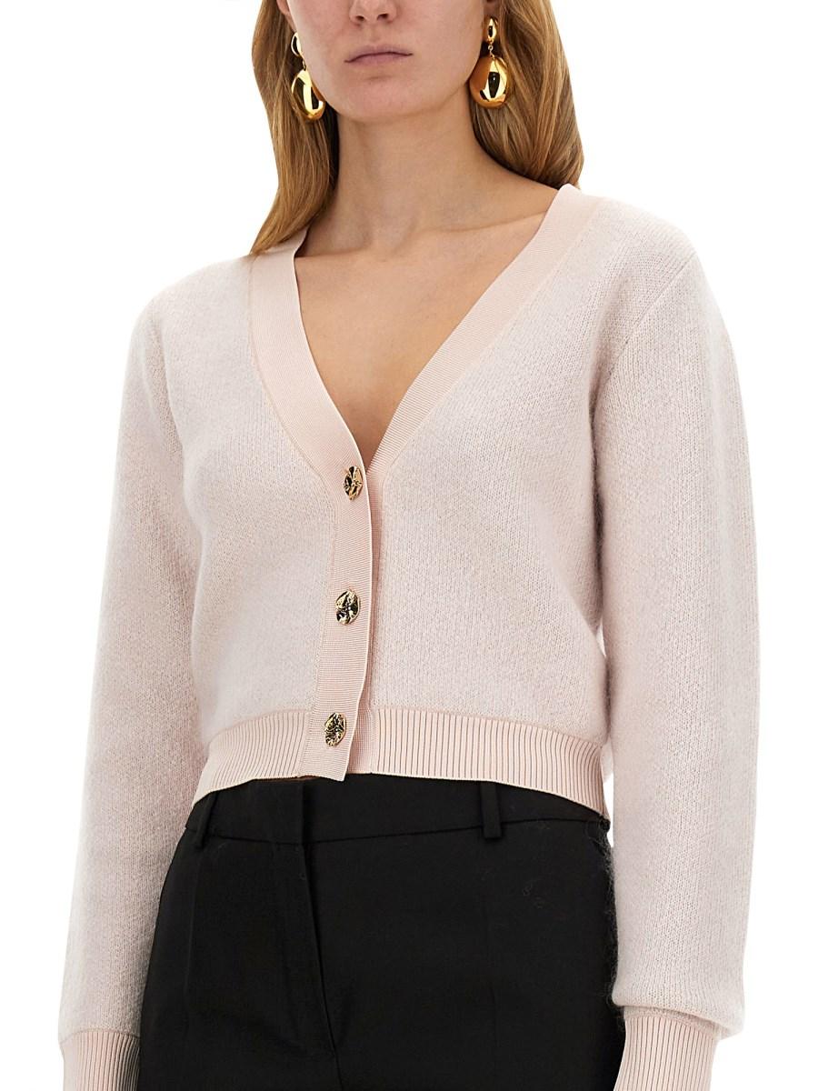 NINA RICCI CARDIGAN IN MOHAIR CON SCOLLO A V Promozione Limitata