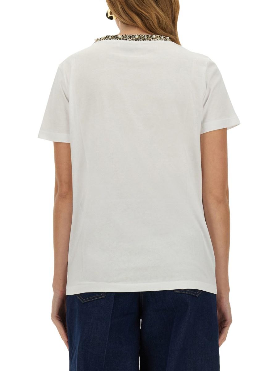 NINA RICCI T-SHIRT CON COLLO RICAMATO Prezzo Ridotto