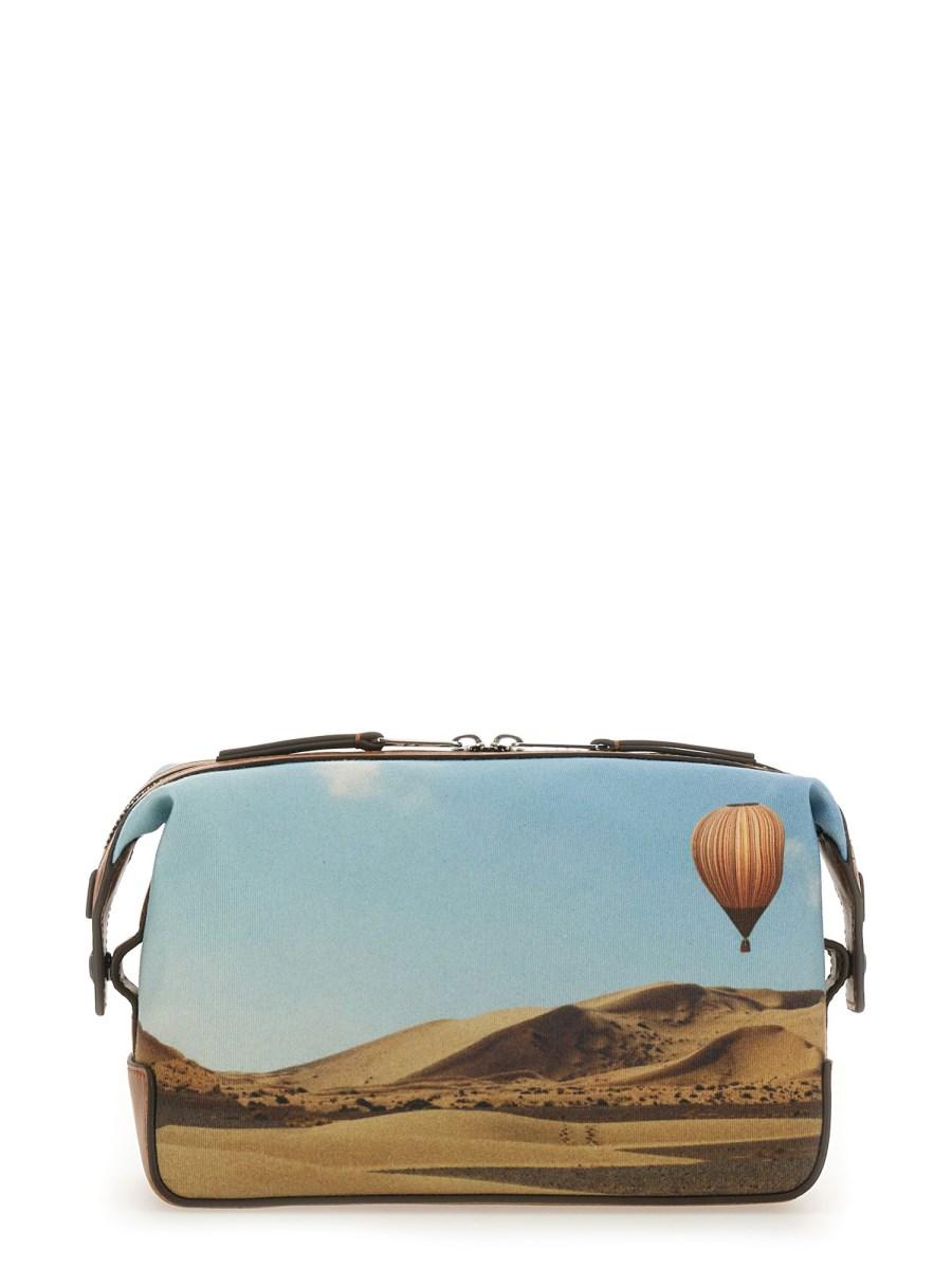 PAUL SMITH BEAUTY CASE CON STAMPA SIGNATURE STRIPE BALLOON IN TELA Pezzi Unici