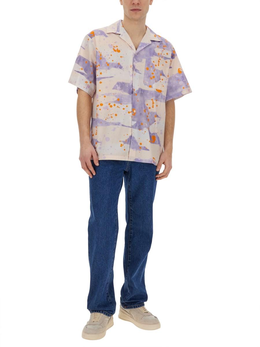 MSGM CAMICIA BOWLING IN POPELINE CON STAMPA "DRIPPING CAMO" Offerte