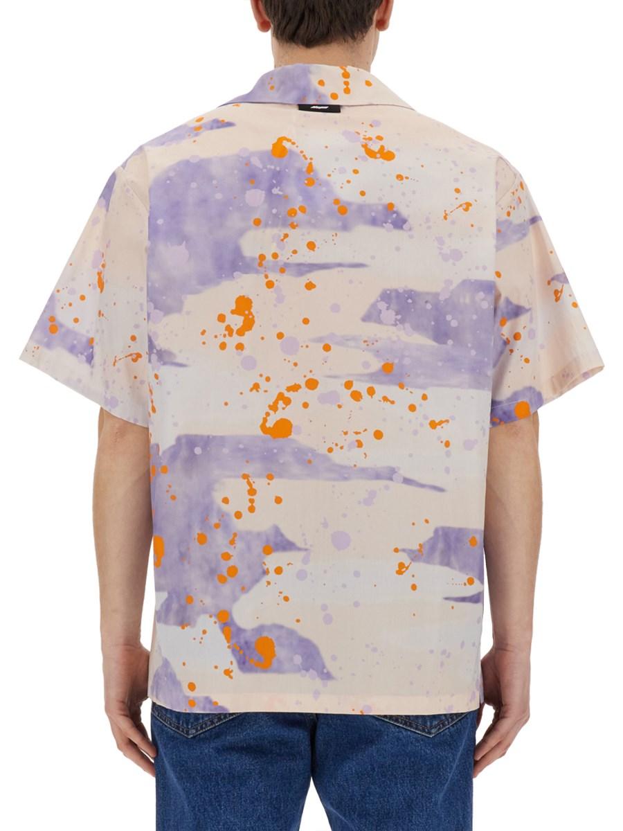 MSGM CAMICIA BOWLING IN POPELINE CON STAMPA "DRIPPING CAMO" Offerte
