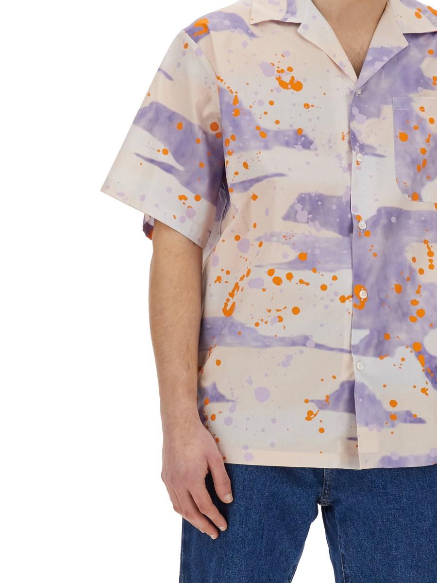MSGM CAMICIA BOWLING IN POPELINE CON STAMPA "DRIPPING CAMO" Offerte