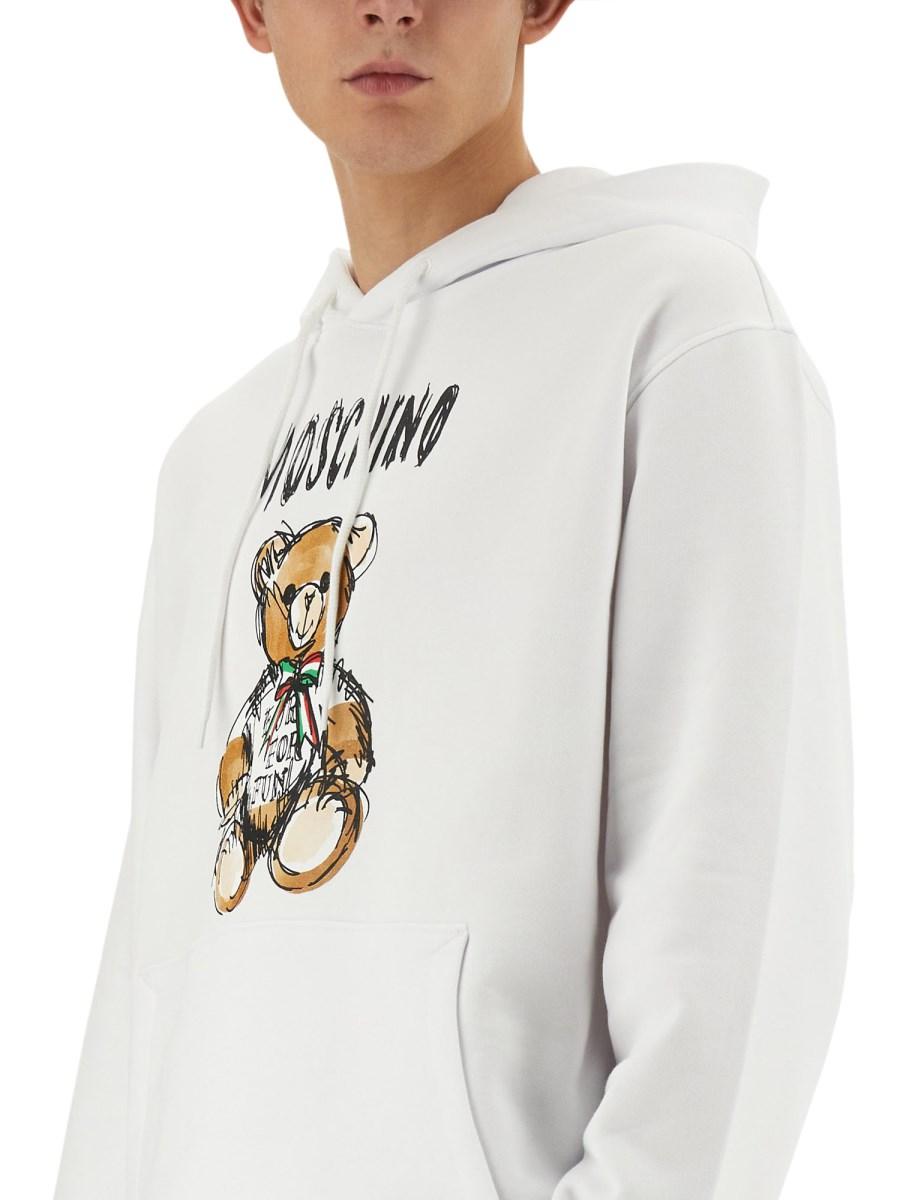 MOSCHINO FELPA IN COTONE CON STAMPA TEDDY In Saldo