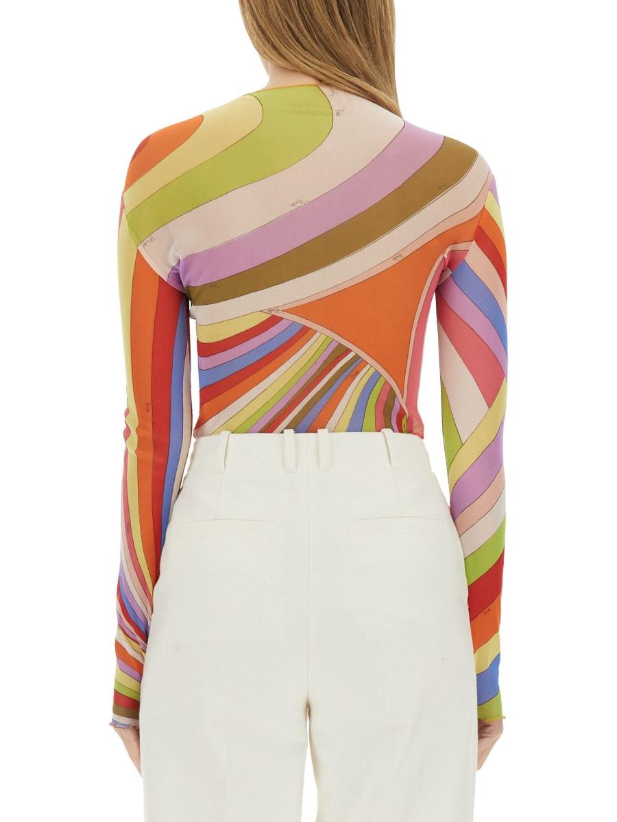 PUCCI T-SHIRT IN TULLE CON STAMPA IRIDE Affare Del Giorno