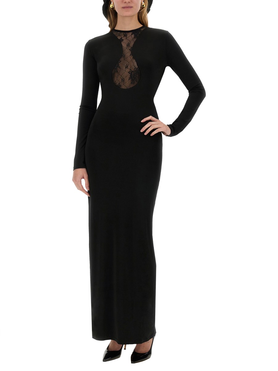 NINA RICCI ABITO LUNGO CON INSERTO IN PIZZO Moda