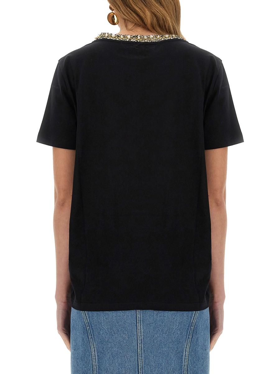 NINA RICCI T-SHIRT CON COLLO RICAMATO In Linea