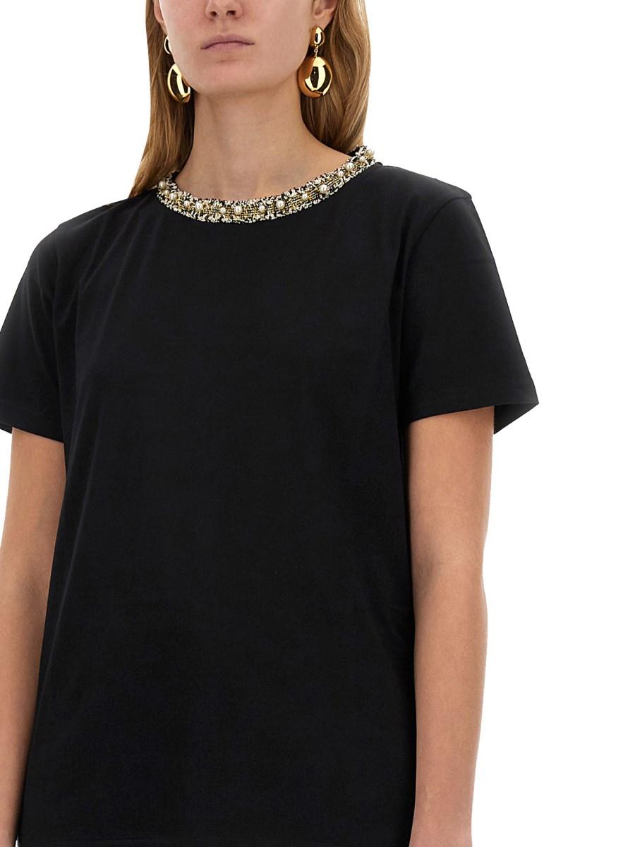 NINA RICCI T-SHIRT CON COLLO RICAMATO In Linea