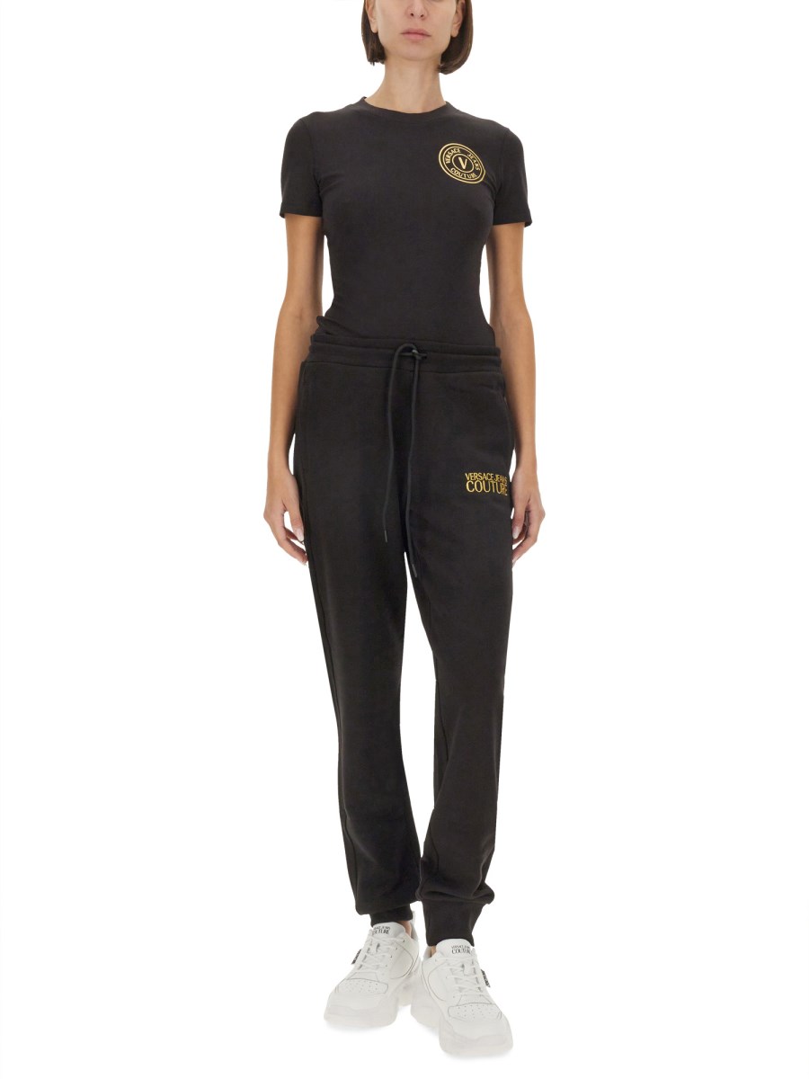 VERSACE JEANS COUTURE T-SHIRT IN JERSEY DI COTONE CON LOGO Saldi