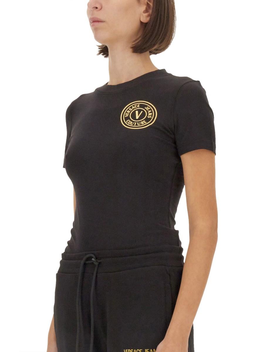 VERSACE JEANS COUTURE T-SHIRT IN JERSEY DI COTONE CON LOGO Saldi