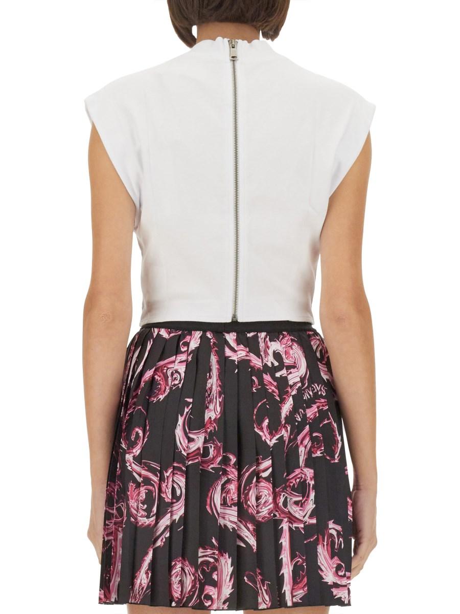 VERSACE JEANS COUTURE TOP IN JERSEY DI COTONE CON LOGO Hotsell