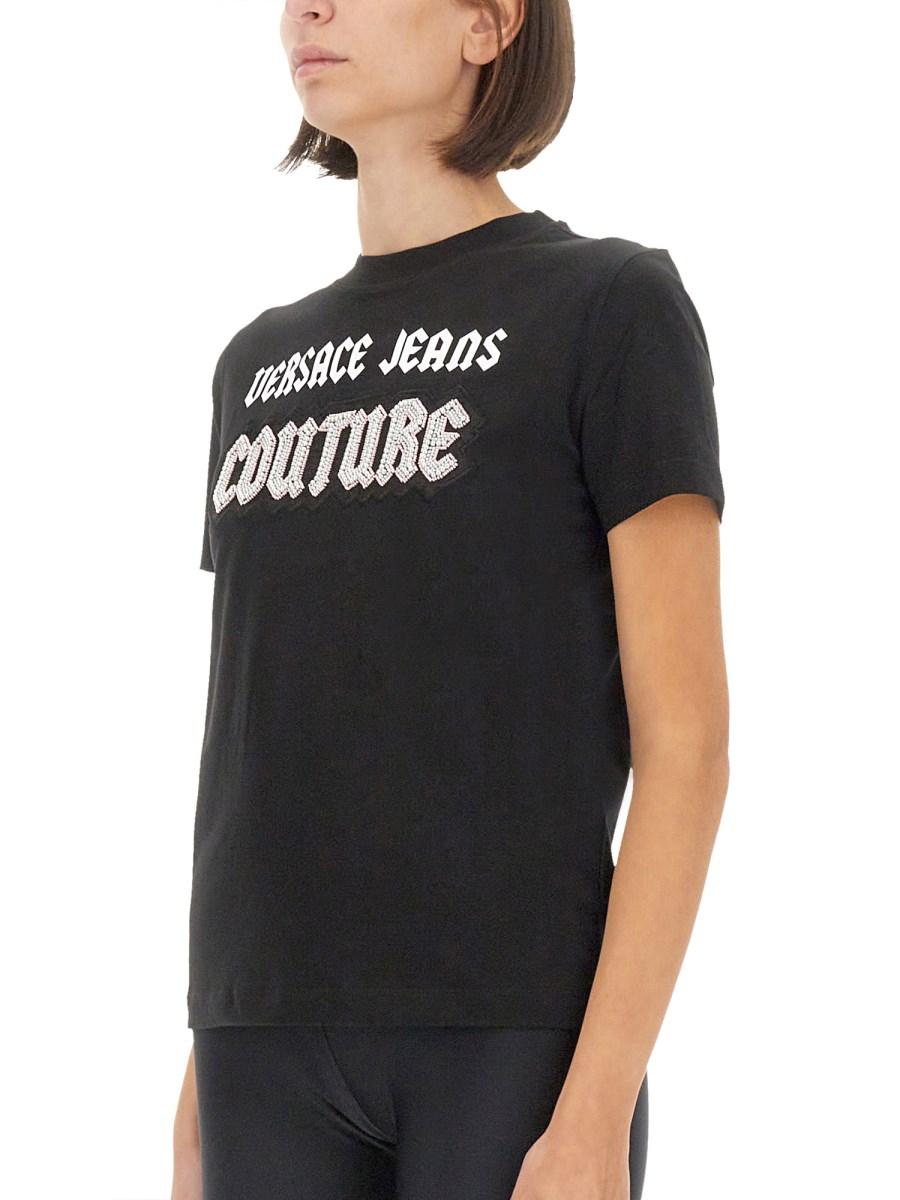 VERSACE JEANS COUTURE T-SHIRT IN COTONE CON LOGO Nuova