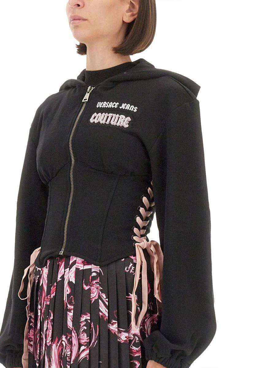 VERSACE JEANS COUTURE FELPA IN COTONE CON LOGO In Saldo
